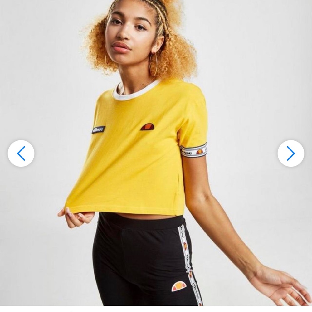 ellesse yellow crop t-shirt